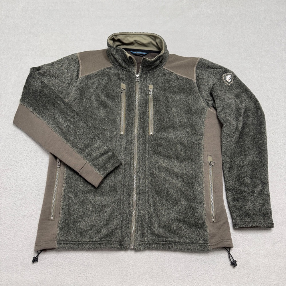 Kuhl Alpenlux Fleece Jacket Mens XL Green Full Zip Wool Blend Outdoor